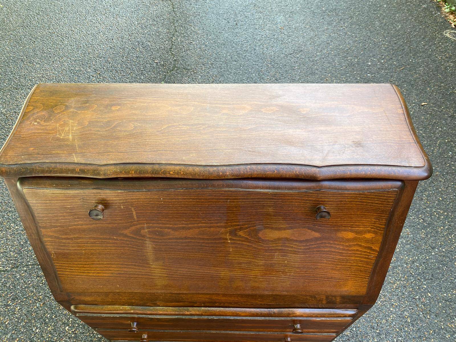Louis XV style solid wood secretary