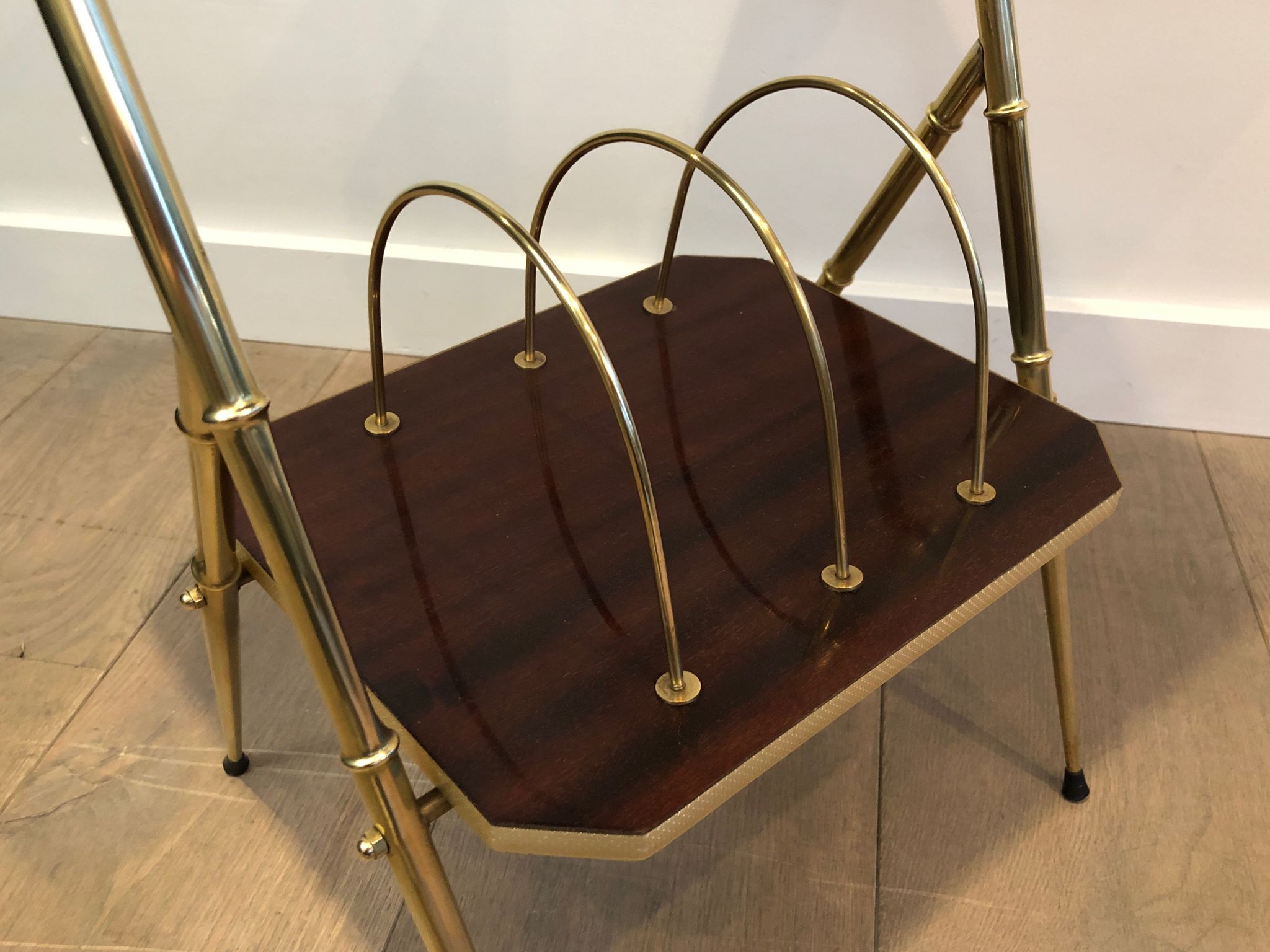 Mahogany and gold metal harness faux-bamboo way. french work. around 1970