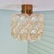 Brass and amber textured glass ceiling light, design by Helena Tynell, Limburg.