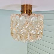 Brass and amber textured glass ceiling light, design by Helena Tynell, Limburg.