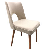 Beige Wool Shell Dining Chair by Lesniewski for Słupskie Fabryki Mebli, 1962