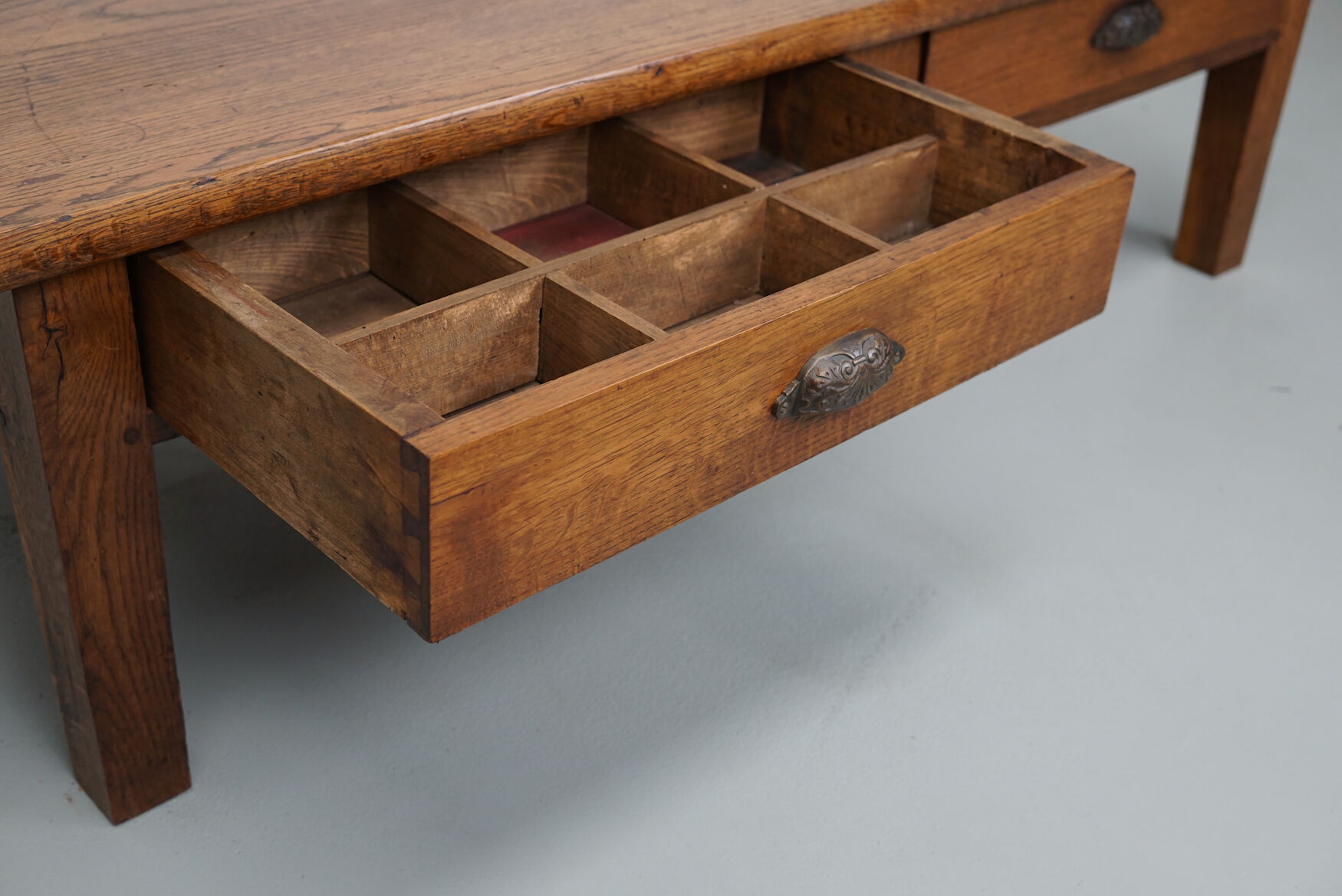 French xixth century farmhouse rustic oak coffee table