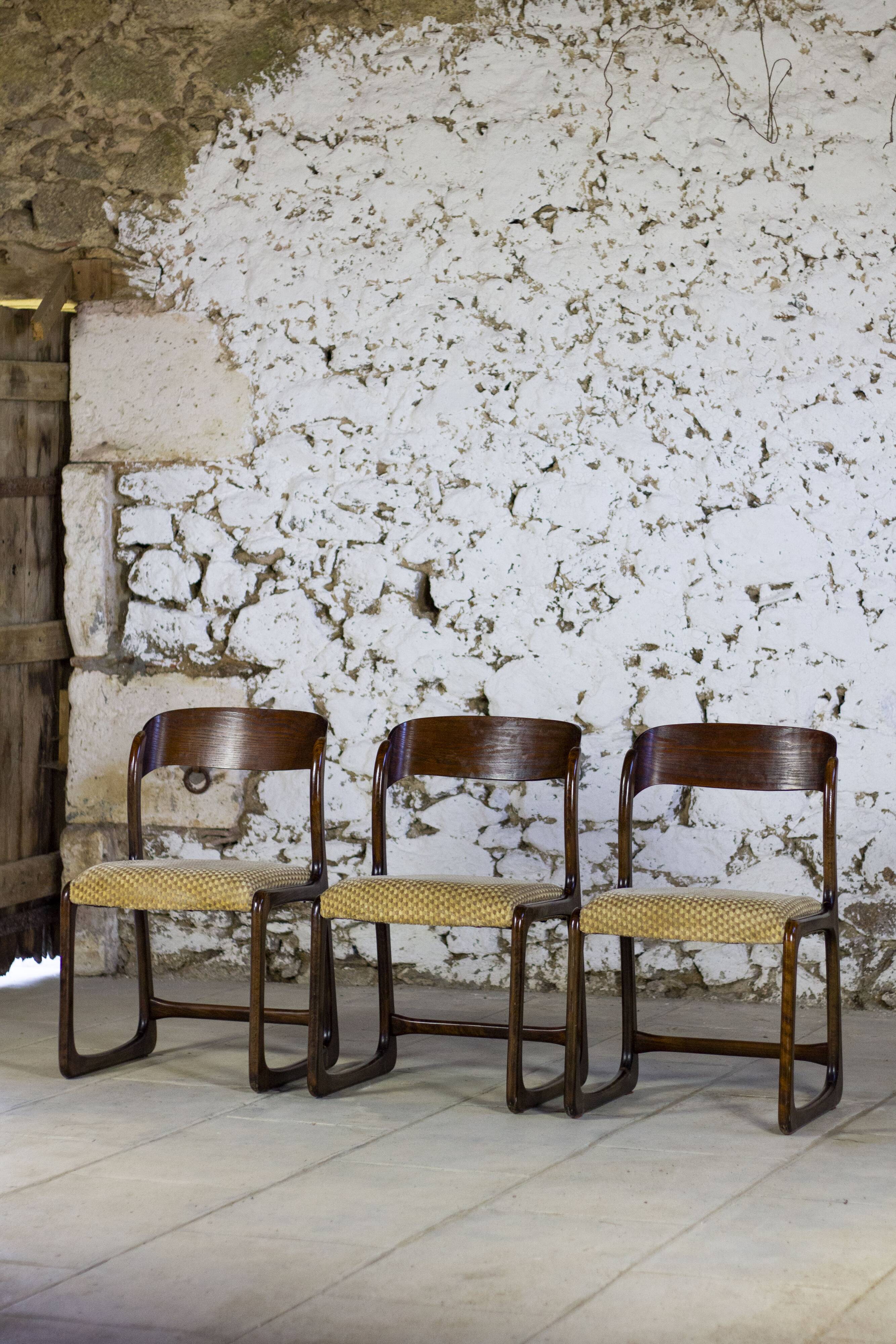 Set of 3 sleigh chairs by Baumann, 1960