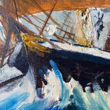 Painting "Three masts in turmoil" HST signed and dated 1978