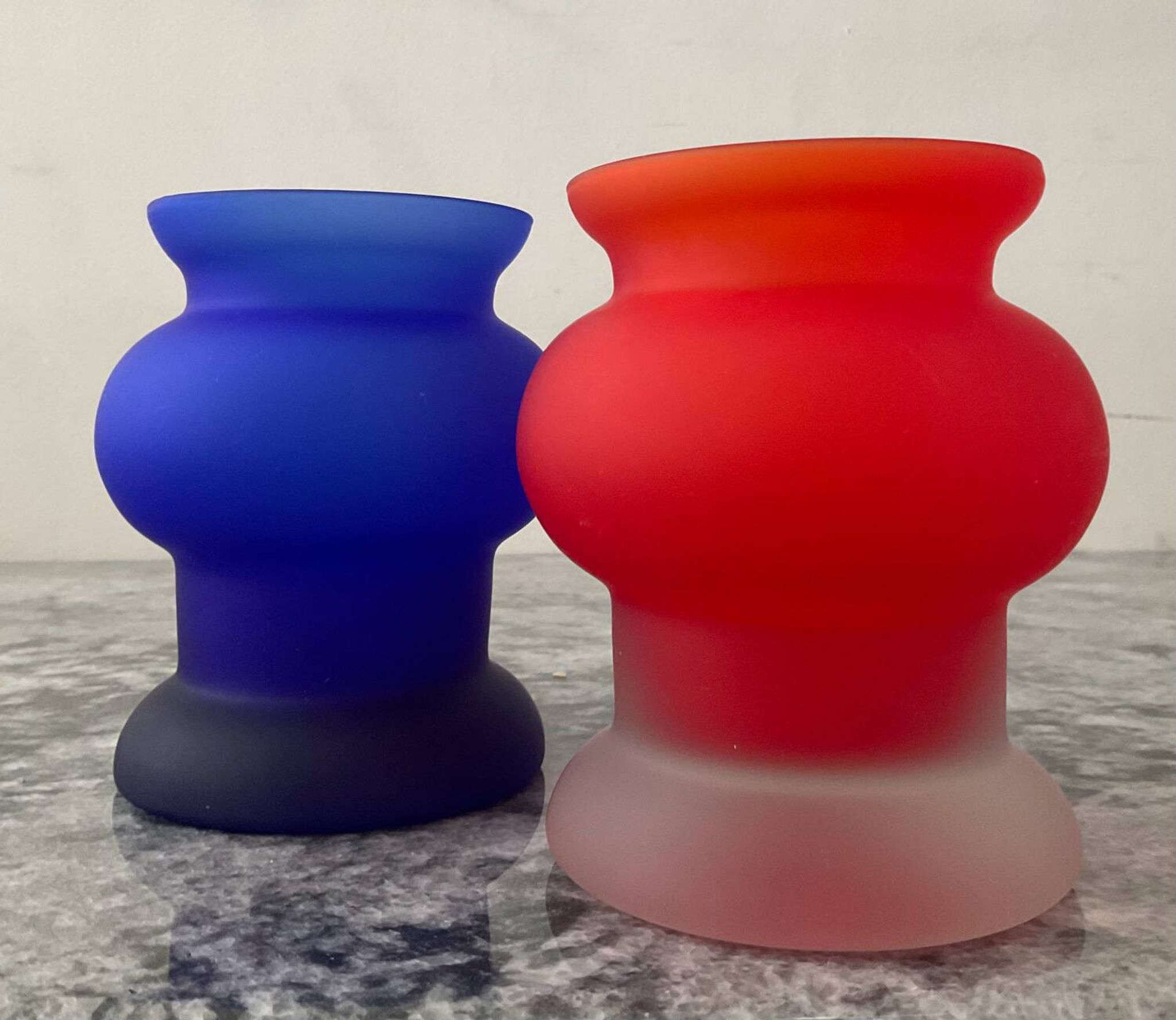 Pair of vintage frosted glass vases