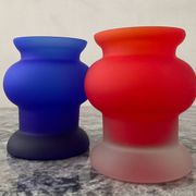 Pair of vintage frosted glass vases