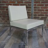 Pair of chrome and leather armchairs