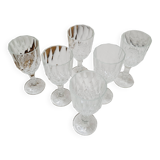 Set of 6 chiseled glass digestive glasses