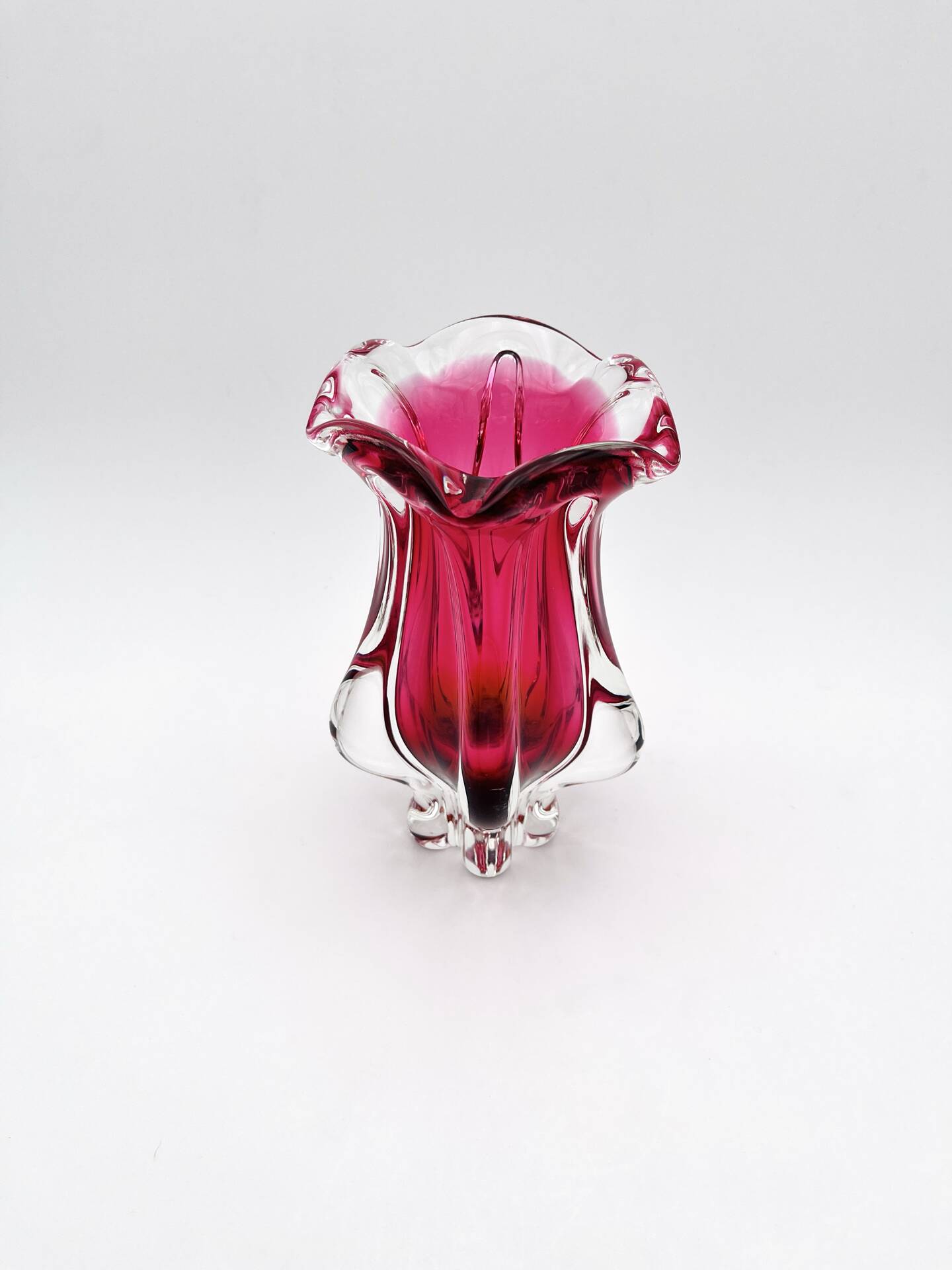Organic Art Vase Josef Hospodka - Sommerso Ruby/Mandarin