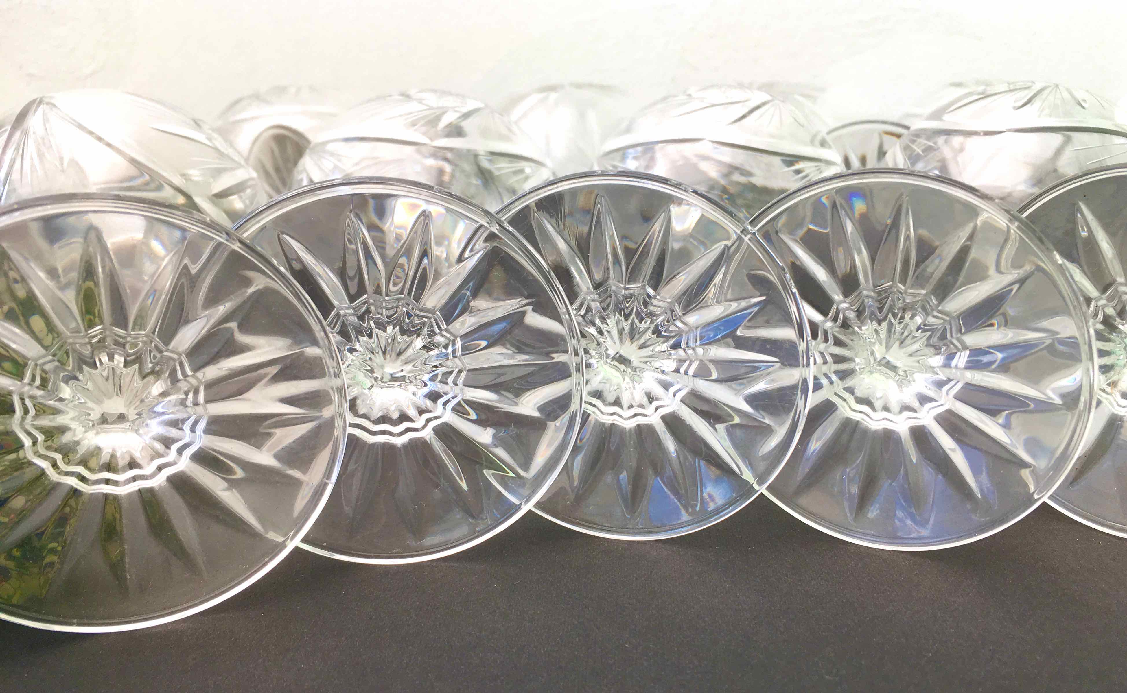 Set of 12 cut crystal wine glasses