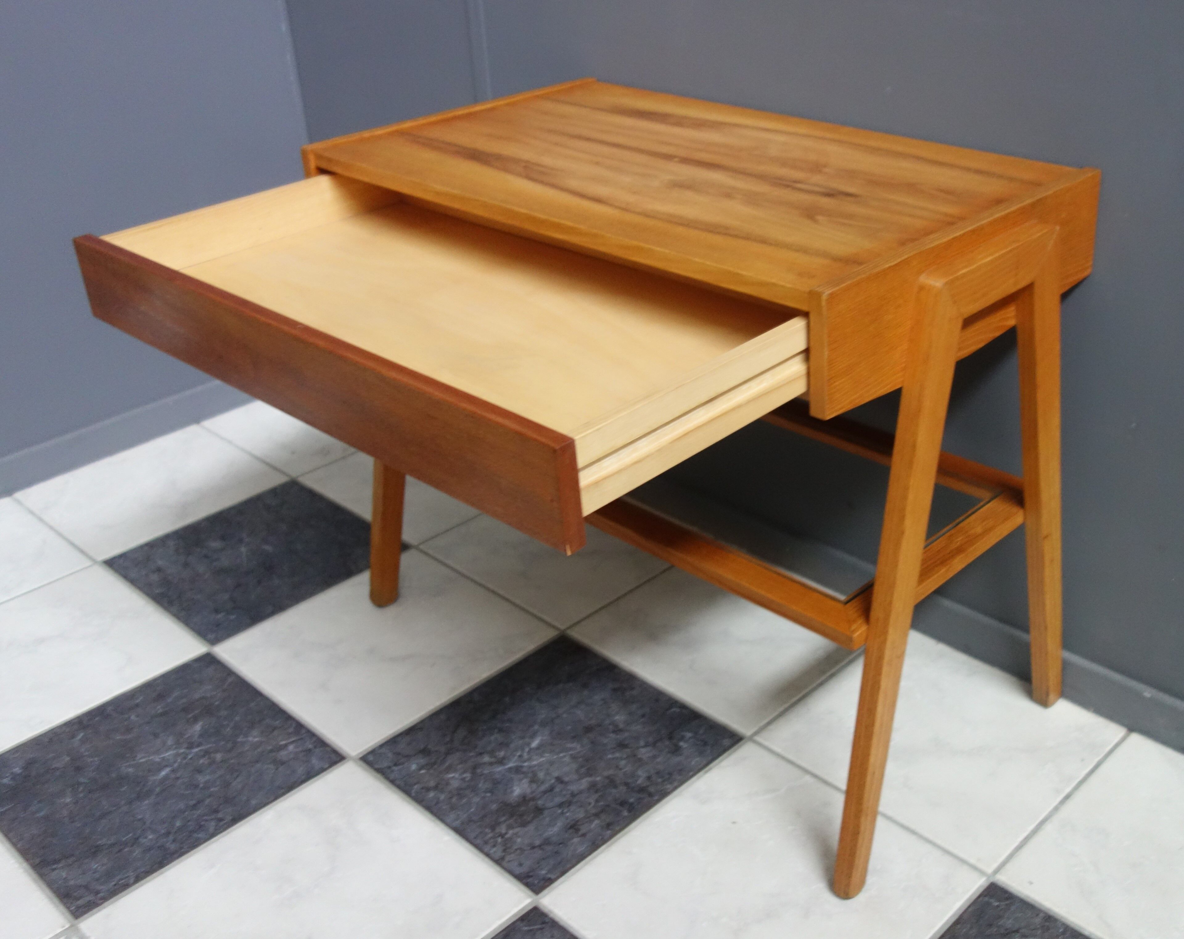 TV table with drawer and Glas tray 1970s Lanakroun Czech