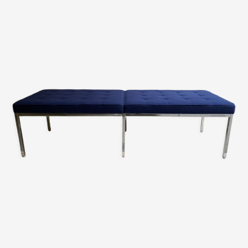 Florence Knoll bench for Knoll Studio blue fabric.