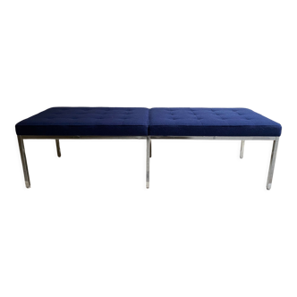Florence Knoll bench for Knoll Studio blue fabric.