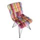 Chair Design Black Metal Base + Multicoloured Fabric Cushion Seat