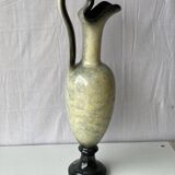 Porcelain vase spout ewer with flowers signed Arnaut