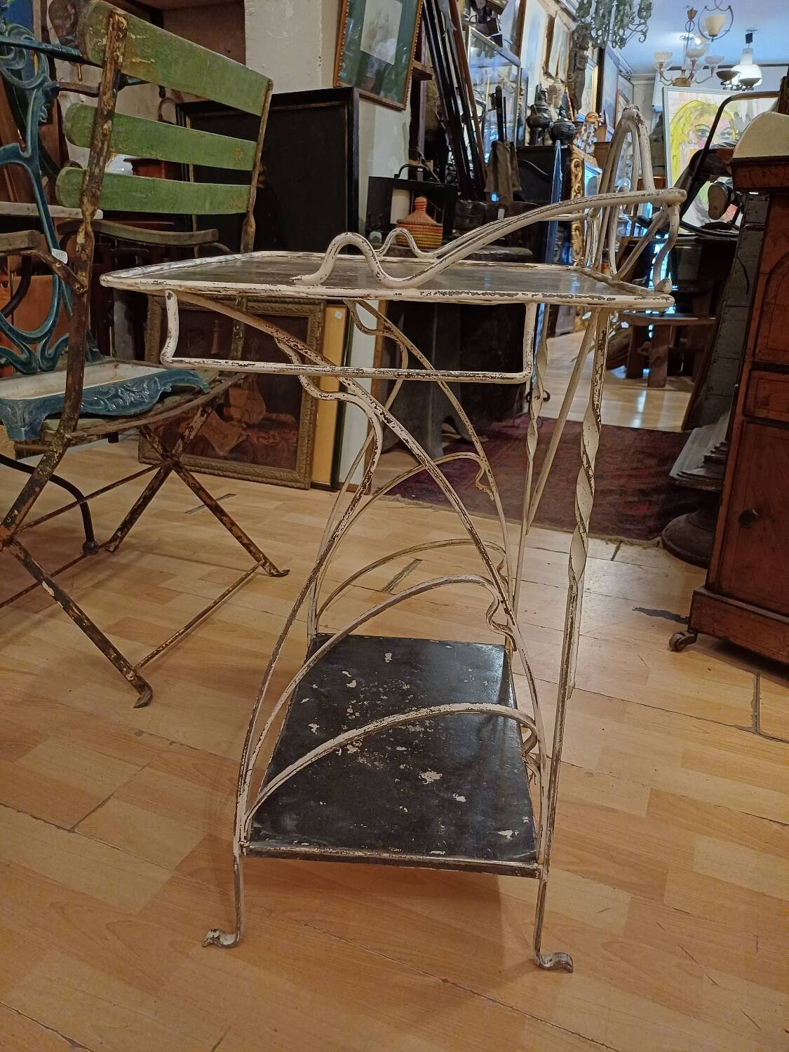 Small Art Nouveau wrought iron side table from the 1900s