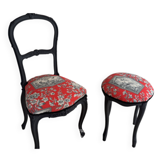 Louis XV style chair and stool