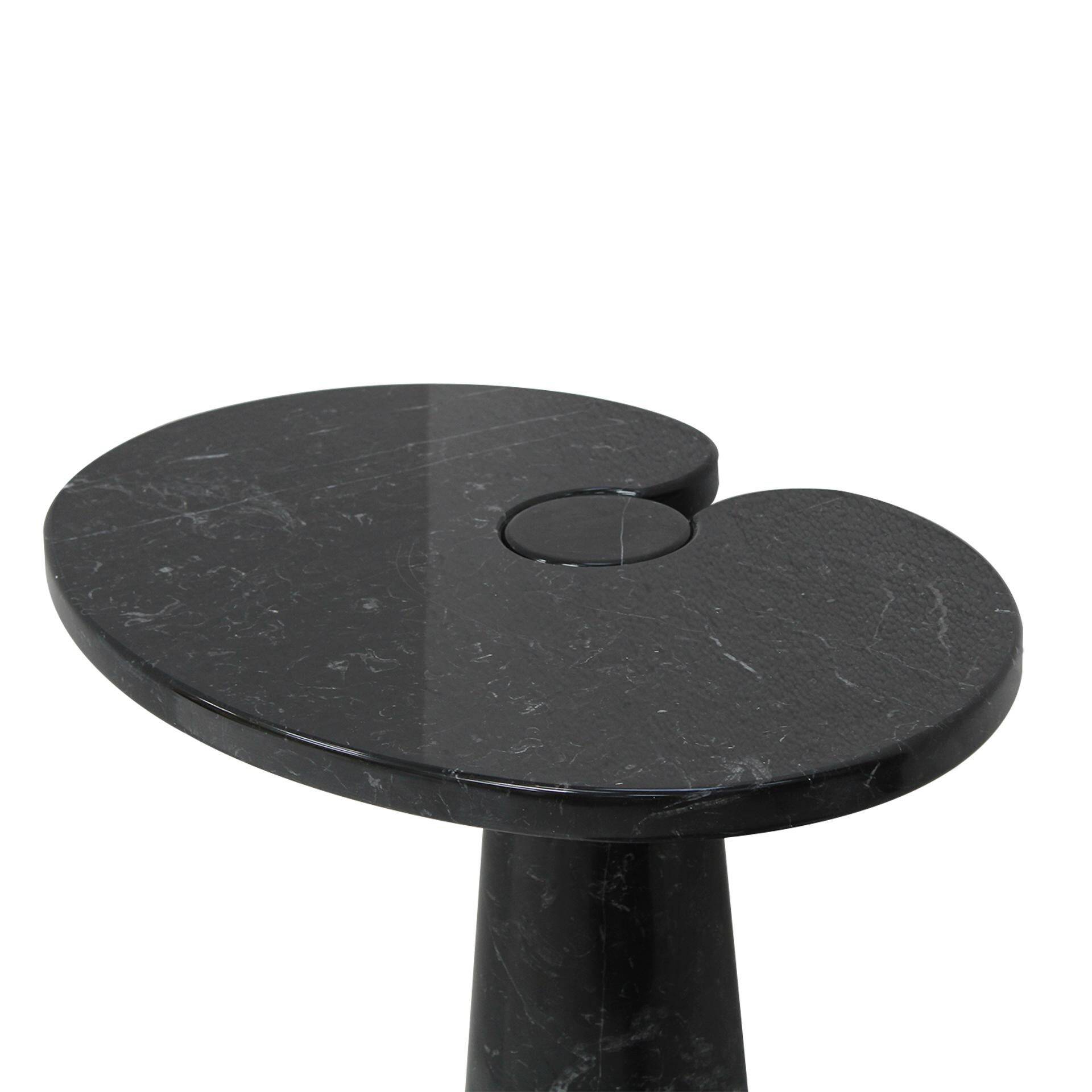 Mid Century Angelo Mangiarotti Pair of Eros Black Marble Side Tables Italy