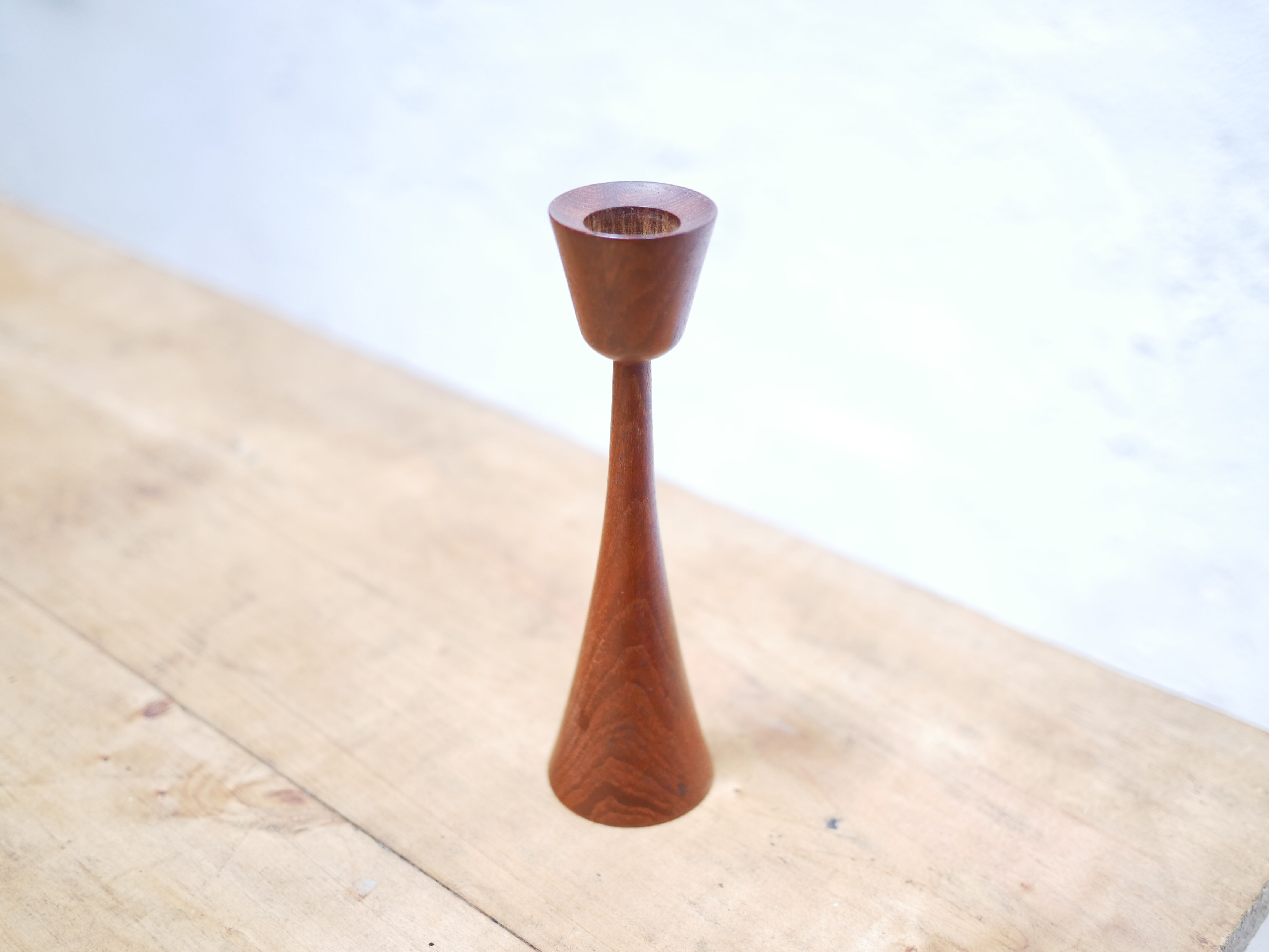 Pair of vintage Scandinavian teak candle holders