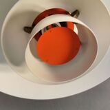 Older ph 4/3 ceiling lamp, in white, with original orange hanging disc.