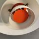 Older ph 4/3 ceiling lamp, in white, with original orange hanging disc.