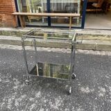 Chrome rolling serving cart from the 1950s-60s