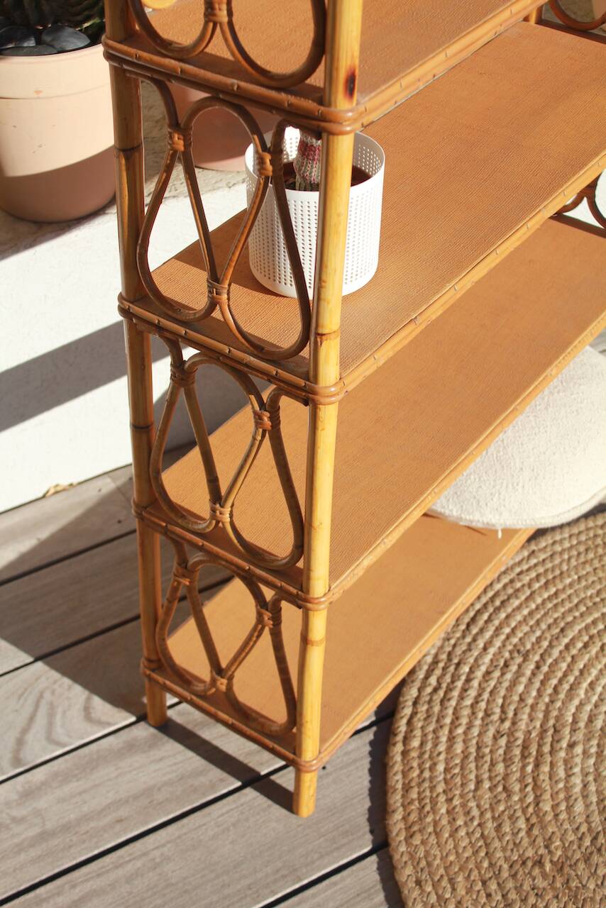 vintage rattan bookcase