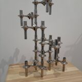 Set of modular Nagel candlesticks from the 1970s + 7 vintage candles