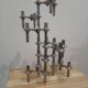 Set of modular Nagel candlesticks from the 1970s + 7 vintage candles