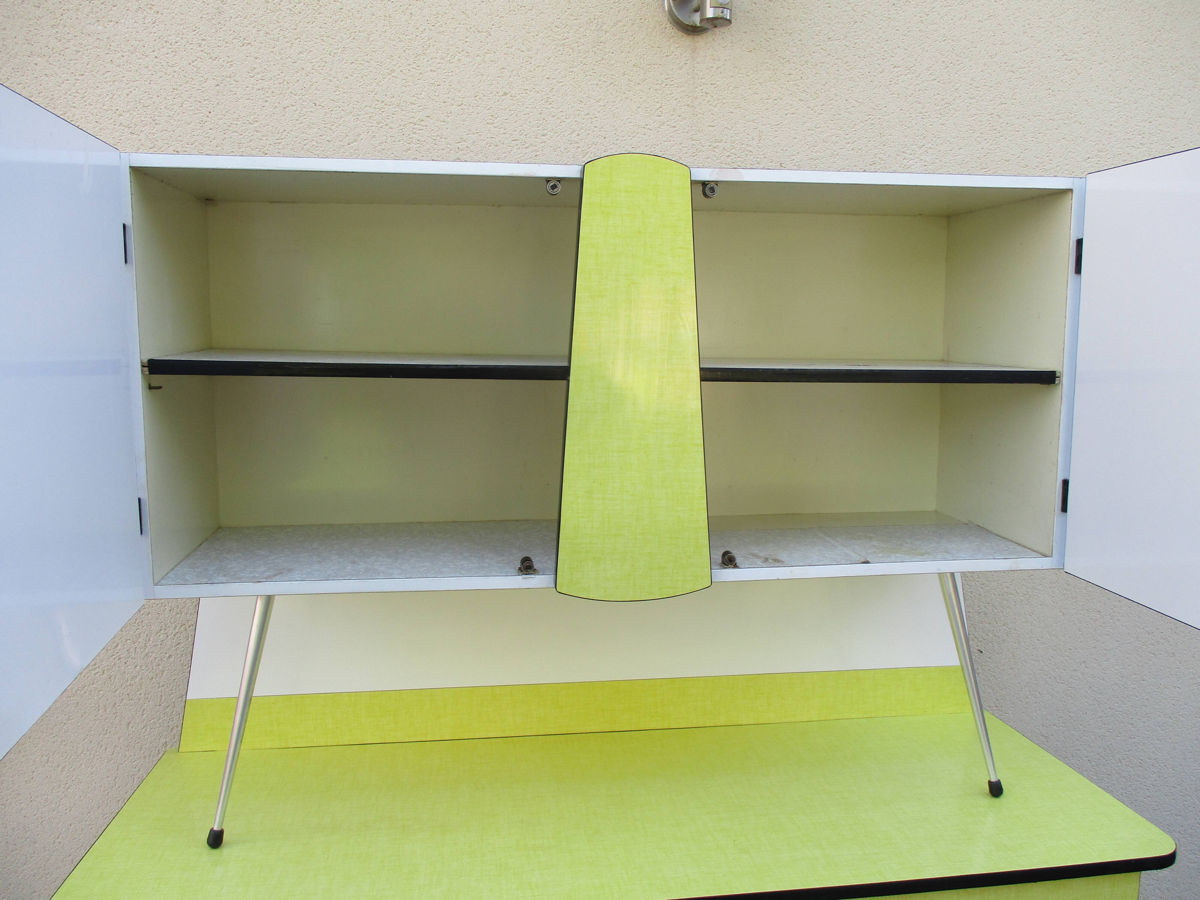 Yellow and blue vintage formica kitchen buffet