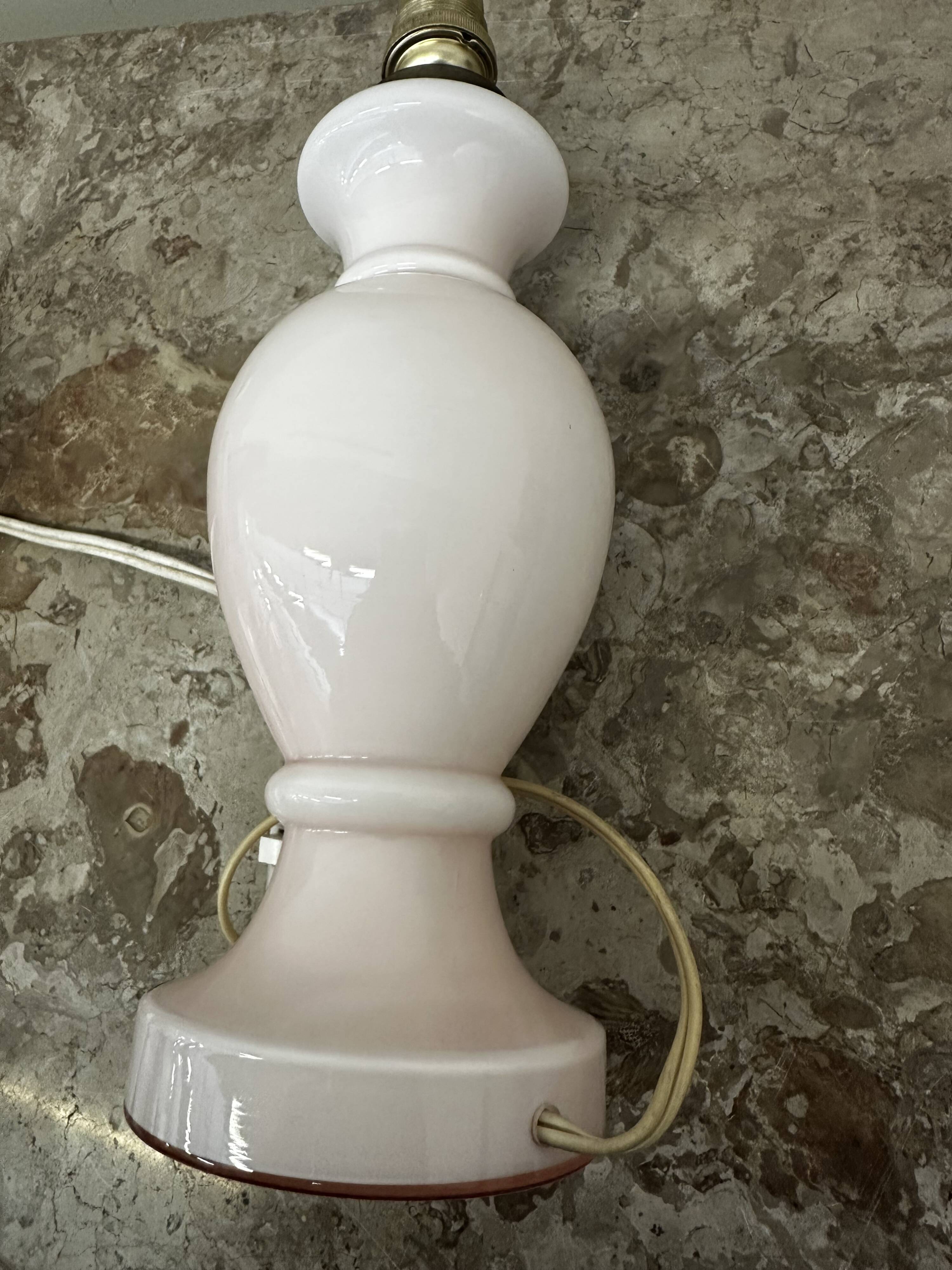 Vintage 70´s Lamp Base in Pink Opaline - H 28 cm - Italy