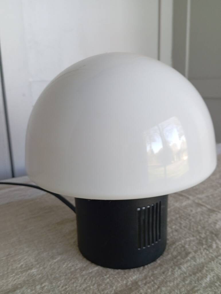 1960s glass and metal mushroom lamp