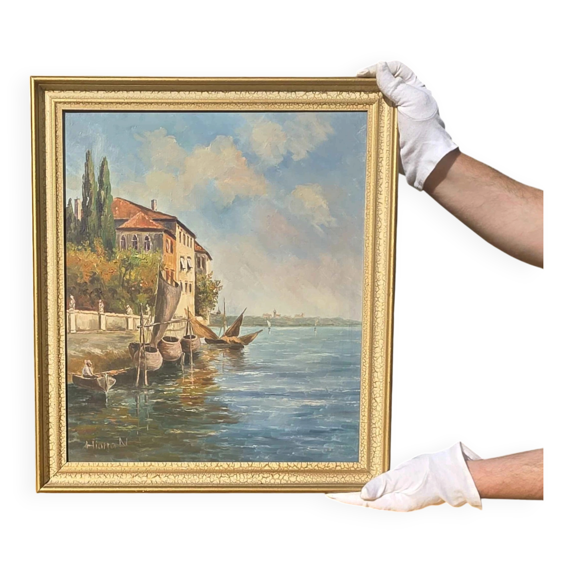 Italian Impressionist Oil Painting – Porto di Milano