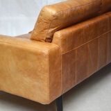 Large brown leather sofa
