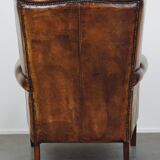 large wingback chair made of sheepskin leather with uniquely beautiful colors