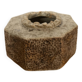 Vase vintage de forme octogonal en céramique émaillée
