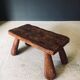 Brutalist Handcrafted Carved Oak Coffee Table, Belgium, 1960s