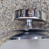 Pair of steel and opaline wall lights, Vittorio Mazzega design, vintage, 70s