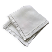 12 Serviettes de table anciennes en lin blanc 44.5 x 45.5 cm