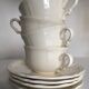 Set of 4 cups breakfasts in faience Sarreguemines ivory to godrons