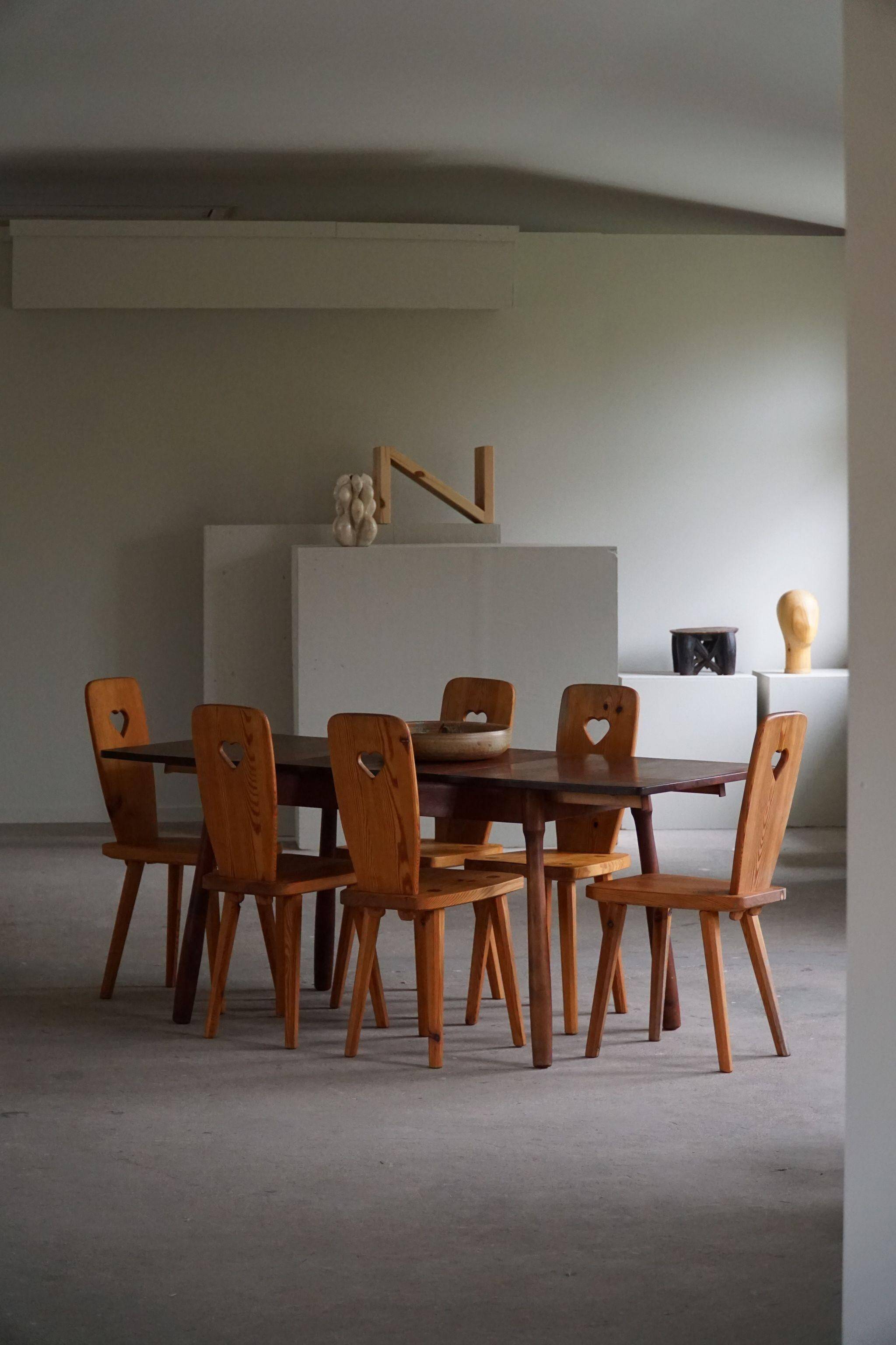 Moderne scandinave, table en hêtre avec pieds en forme de massue, Arnold Madsen, fabriquée dans les années 1940