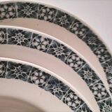 Trio of plates (2 soup plates, 1 dinner plate) Longchamp René, duck egg blue decoration