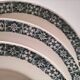 Trio of plates (2 soup plates, 1 dinner plate) Longchamp René, duck egg blue decoration