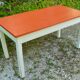 Vintage 1950s kitchen table, orange and white painted wood