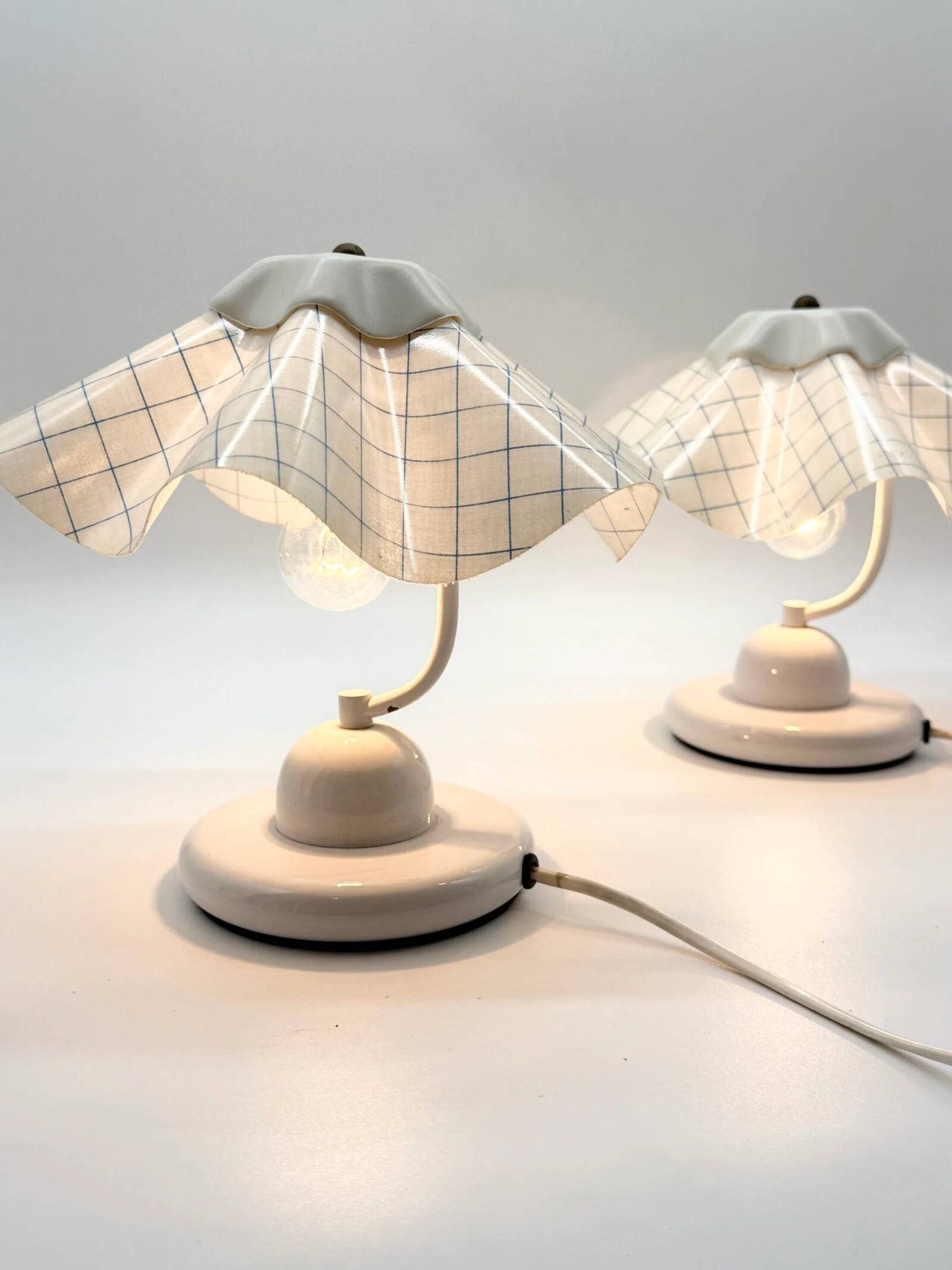 Pair of table lamps with pleated shades – 1980s