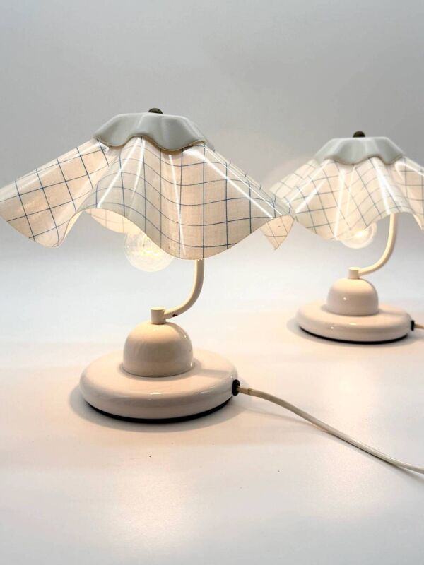 Paire de lampes de table à abat-jour plissé – 1980s