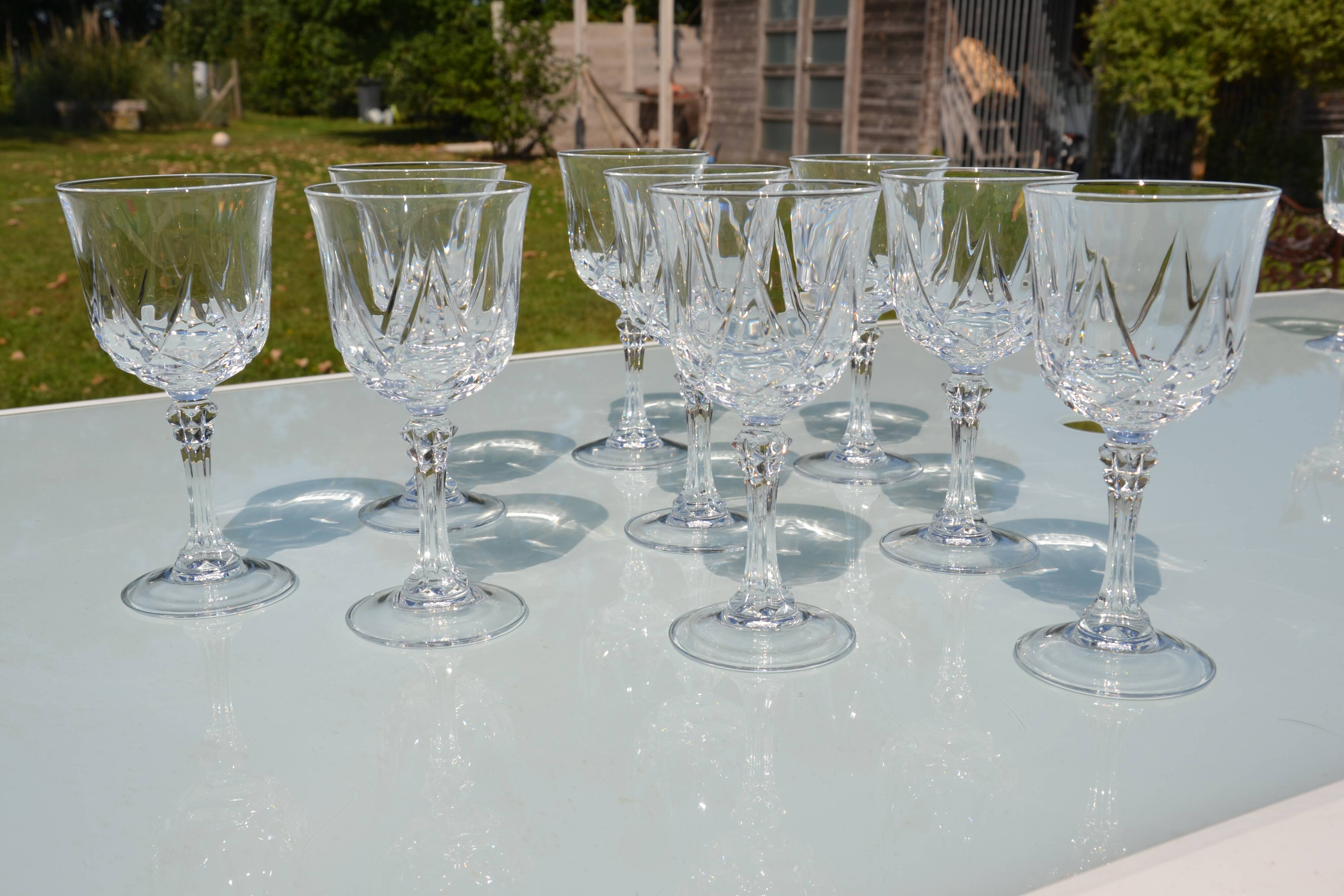 9 Arques crystal glasses, Auteuil and Louvre models