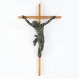 Antique realistic wooden crucifix, France ca. 1850
