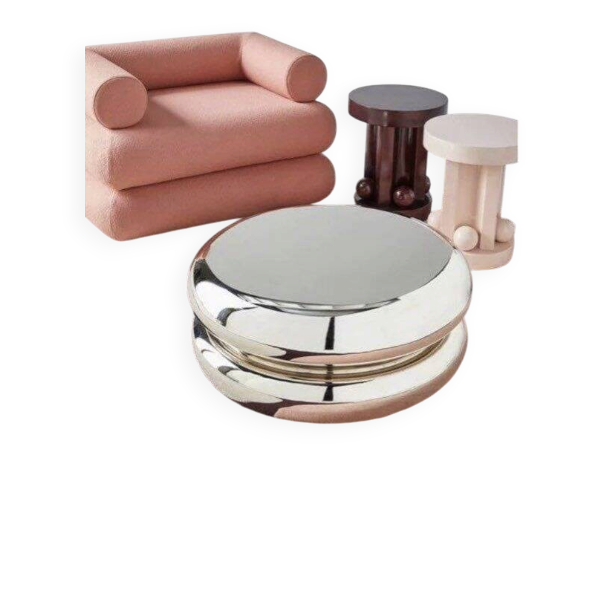 Table basse macaron fleur Delesalle chrome