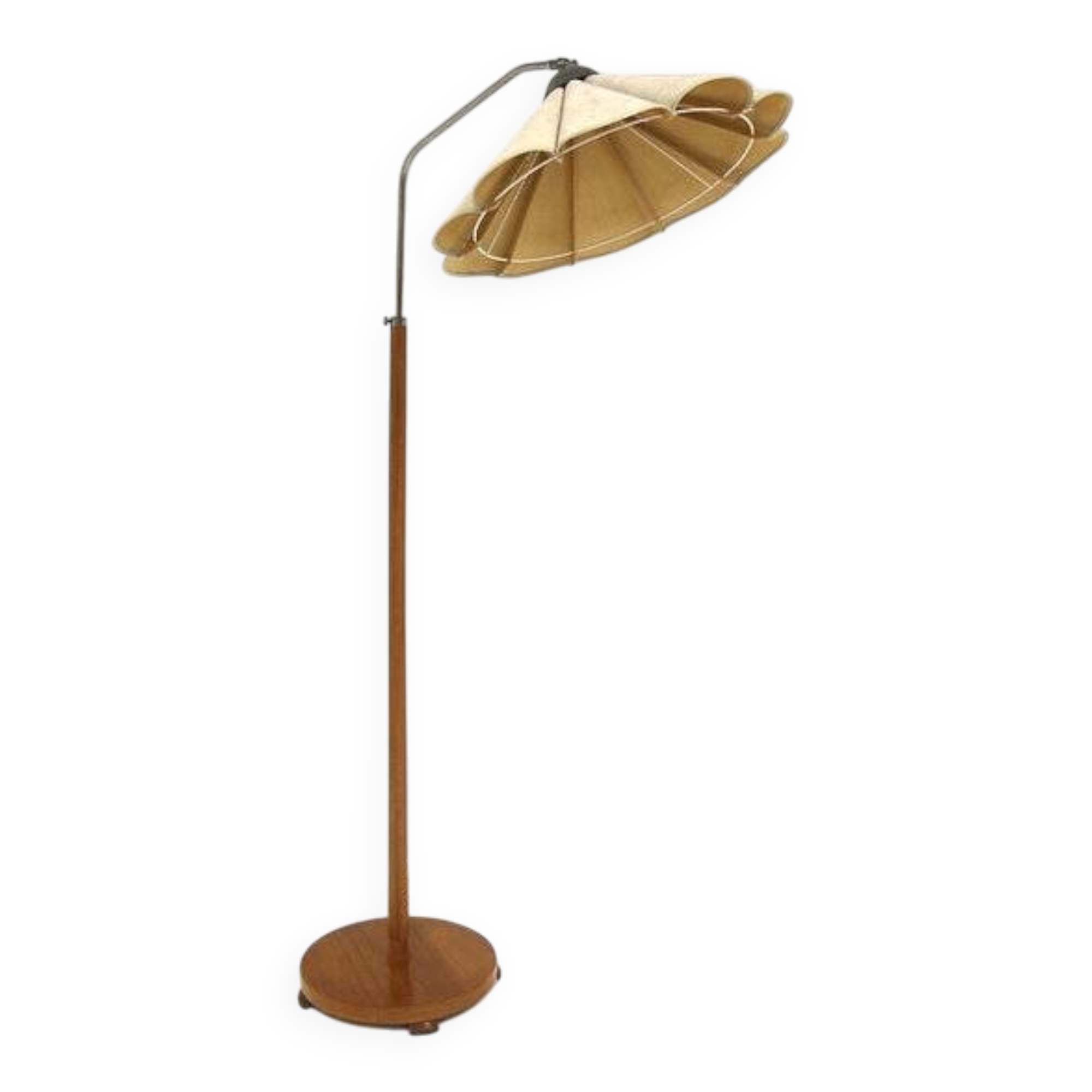 Scandinavian floor lamp in elm, Swedish modern, Sweden, 1940